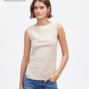 Madewell Sleeveless Boatneck Side Slit Tee vintage ivory